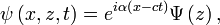 \psi\left(x,z,t\right)=eˆ{i\alpha\left(x-ct\right)}\Psi\left(z\right),\,