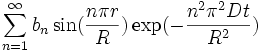 \sum_{n=1}ˆ\infty b_n \sin(\frac{n\pi r}{R}) \exp(- \frac{nˆ2\piˆ2 Dt}{Rˆ2})