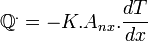 \Qˆ. = -K {nx}rac{dT}{dx}